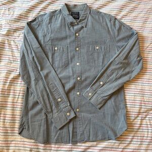 J. Crew Chambray Button-Up Work Shirt, Light Blue, Men's Large